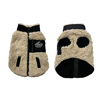 Dog jacket sheep skin black/white XS