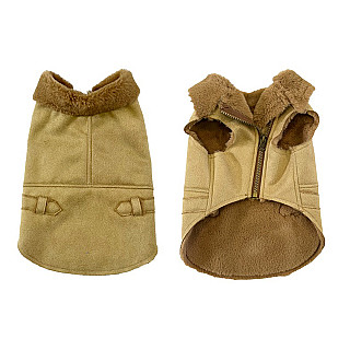 Dog jacket stylish quilt beige S