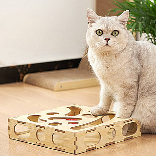 Wooden Cat Ball Toy