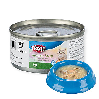 Trixie شۆربا لەگەڵ مریشک و سەلەمون