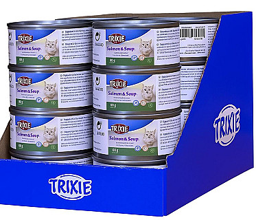 Trixie شۆربا لەگەڵ مریشک و سەلەمون