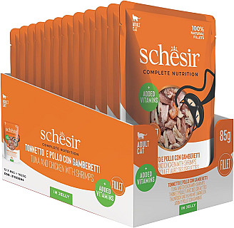 Schesir ماهی تن و مرغ، میگو